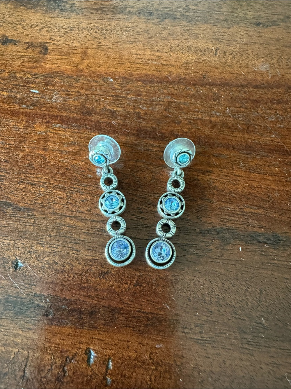 Sterling Silver Blue Crystal Drop Earrings